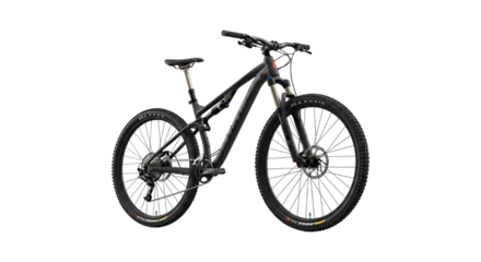 Full Suspension Black Mountain Bike Isolated on Transparent Background
