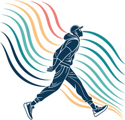 silhouette of running people vector illustration