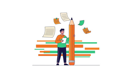 Creative Writing and Composition Concept Depicted With a Pencil Illustration