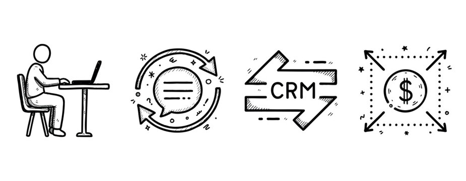 Crm integration and profit growth icons