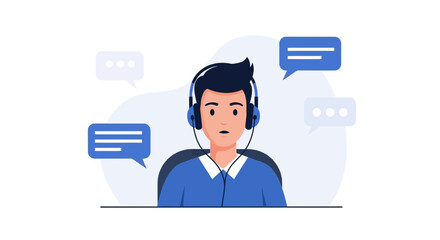 Customer Service Representative Communication in Digital Marketing: Support Team Illustration