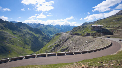 Landscape on the Timmelsjoch High Alpine Road on the Italian side of the border with Austria.