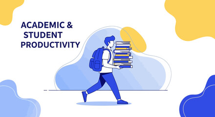 Depiction Of A Hardworking Scholar Carrying Books Promoting Academic Success