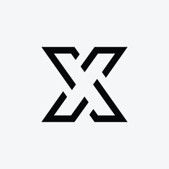 Letter X with cross symbol minimal logo