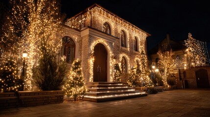 Christmas lights decorating houses