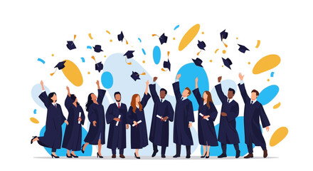 Graduation Celebration: A Diverse Group Rejoices in Academic Achievement with Joy