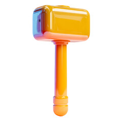 Bright yellow toy hammer with a rounded handle isolated on transparent background
