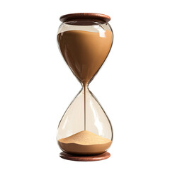 Elegant antique hourglass with flowing sand isolated on transparent background