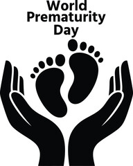 World prematurity day concept with tiny baby feet in caring hands