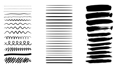 Line set of hand drawn brush strokes and dividers