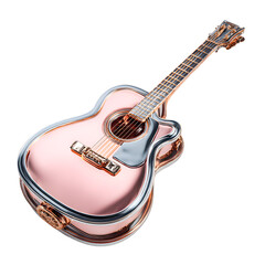 Decorative ornate acoustic guitar with intricate details isolated on transparent background
