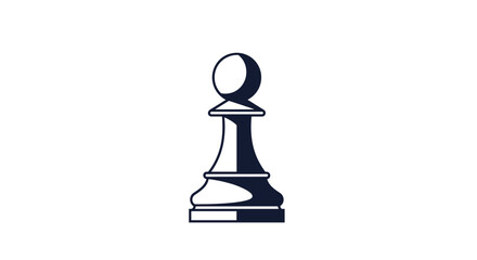 A black and white stylized chess pawn standing upright on a clean white background, representing strategy and classic board games.