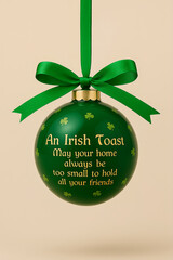 Original digital rendering of a Christmas ornament featuring a traditional Irish toast (public domain phrase
