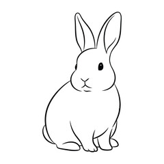 Black and white line drawing of a cute rabbit or bunny hopping gracefully in a minimalist artistic style