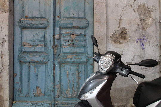 old habitation building in rethymno in crete in greece 