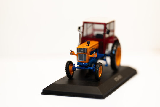 Bucharest Romania  4 November 2025.Detailed scale model of the classic Romanian tractor UTB 650, known for its robust design and agricultural reliability.