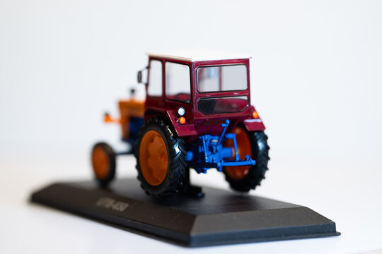 Bucharest Romania  4 November 2025.Detailed scale model of the classic Romanian tractor UTB 650, known for its robust design and agricultural reliability.