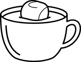 Simple line drawing of a tennis ball floating in a cup of liquid