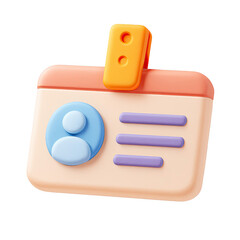 Cute 3d plastic identification card with profile picture and lines for text isolated on transparent background