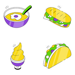 Set of Food and Meal Isometric Icons