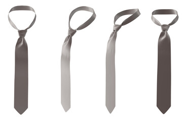 Elegant gray silk neckties isolated on a white background, studio shot