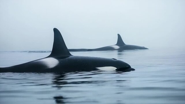 wild orcas or killer whales hunting in japan video
