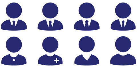 Corporate profile avatar icons, Business people silhouette symbols, Professional user profile collection
