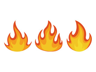 Fire flames set representing heat and burning icon