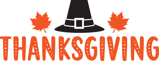 Thanksgiving typography clip art design on plain white transparent isolated background for card, shirt, hoodie, sweatshirt, apparel, card, tag, mug, icon, poster or badge
