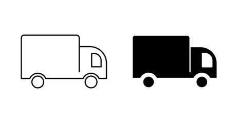 Fototapeta premium Delivery Truck Icon Set, Fast Shipping, Cargo Transport, Logistic Service Symbol, Flat Vector Design