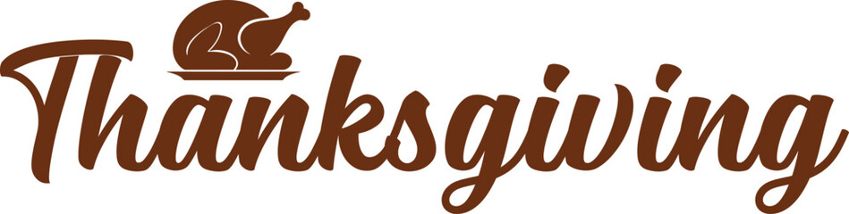 Thanksgiving typography clip art design on plain white transparent isolated background for card, shirt, hoodie, sweatshirt, apparel, card, tag, mug, icon, poster or badge