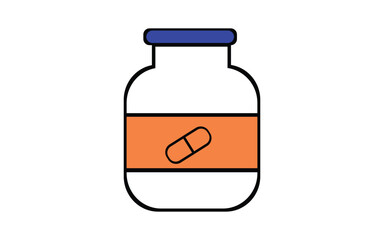 Fototapeta premium Medicine Bottle Illustration with Capsule Pill Graphic Label Healthcare Icon