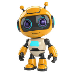 Cute Orange Robot with Blue Lights and Big Eyes character