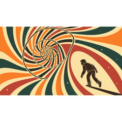 Radiant Sunburst Spiral – Retro Gradient Trippy Psychedelic Background