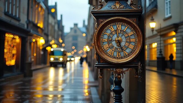 blur photo of a old clock in chester england timelapse video
