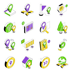 Set of Direction Isometric Icons