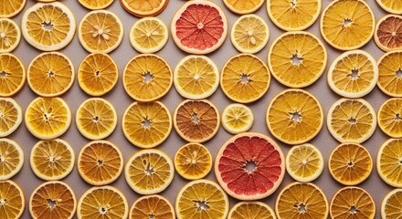 Textured Collection of Dried Citrus Fruit Slices