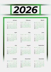 calendar 2026 100% edit able and resize able file 