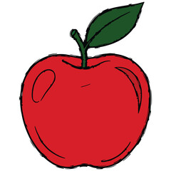 Red Apple Illustration, fresh fruit drawing representing health nature organic food and nutrition concept for wellness education and diet related vector design themes