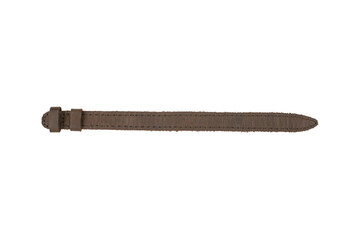 Brown leather strap is isolated.