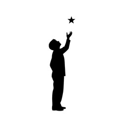 Person Reaching for a Star Silhouette on Transparent Background - Symbol of Hope, Dreams, and Aspiration