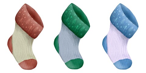 Colorful watercolor socks decorated for New Year celebration in seamless design