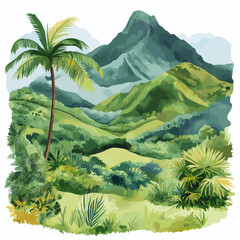Fototapeta premium Andes Mountains. Andes Mountains hand drawn watercolor illustration