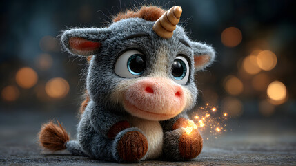 Unicorn Riding a Magical Christmas Train through Snowy Forest – Winter Fantasy Illustration