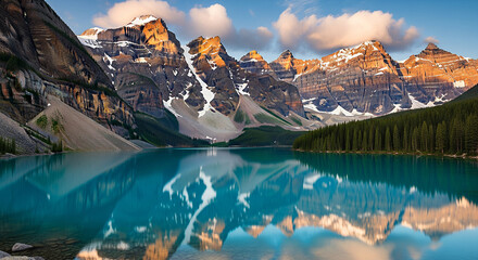 Naklejka premium lake in the icy mountains with beautiful blue water