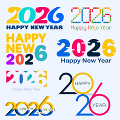 Happy New Year 2026! Bright, colorful numbers. Stylish font design for backgrounds, banners, posters, and greetings. The 