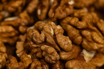 Close Up Pile of Shelled Walnut Halves Texture