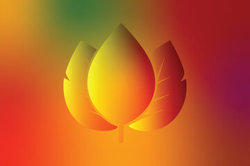 Golden leaves with a colorful gradient background