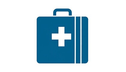 Obraz premium Simple blue first aid kit icon with white plus sign on a white background, minimalist and clean design