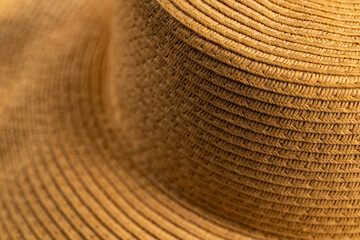 Close Up Straw Hat Weave Textile Background Texture